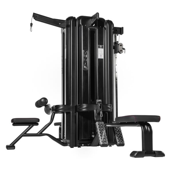 3  Station  Pulley  100  +  100  +  80  K.  High  pulley  seat,  low  pulley  seat.  One  handed  pulley cross. Biceps and triceps (without hand holds or grips)"